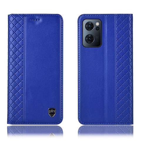 Funda de Cuero Cartera con Soporte Carcasa H10P para Oppo Reno7 5G Azul