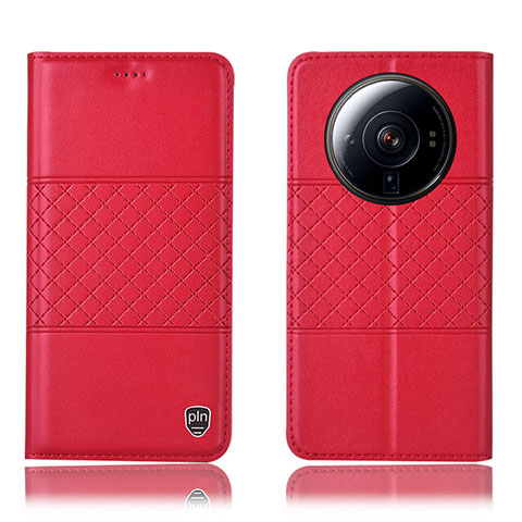 Funda de Cuero Cartera con Soporte Carcasa H10P para Xiaomi Mi 12 Ultra 5G Rojo