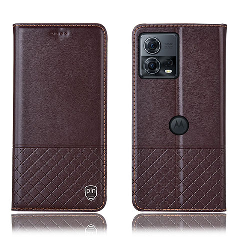 Funda de Cuero Cartera con Soporte Carcasa H11P para Motorola Moto Edge 30 Fusion 5G Marron