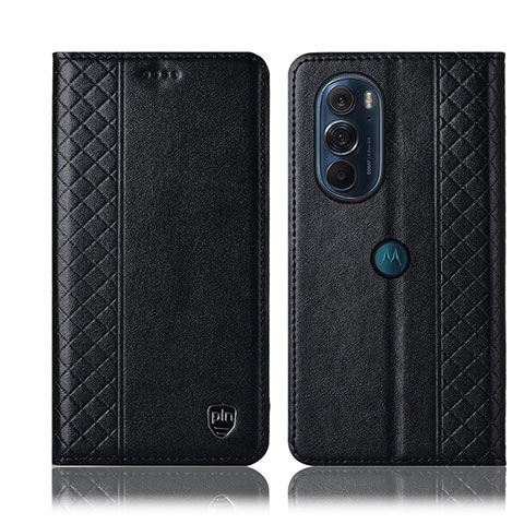 Funda de Cuero Cartera con Soporte Carcasa H11P para Motorola Moto Edge X30 5G Negro