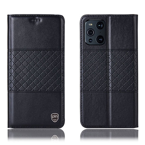 Funda de Cuero Cartera con Soporte Carcasa H11P para Oppo Find X3 5G Negro