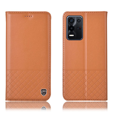 Funda de Cuero Cartera con Soporte Carcasa H11P para Oppo K9X 5G Naranja