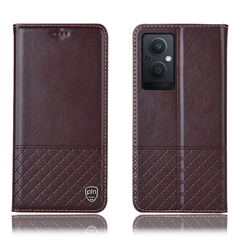 Funda de Cuero Cartera con Soporte Carcasa H11P para Oppo Reno8 Z 5G Marron