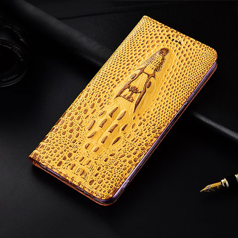 Funda de Cuero Cartera con Soporte Carcasa H15 para Apple iPhone 13 Mini Amarillo