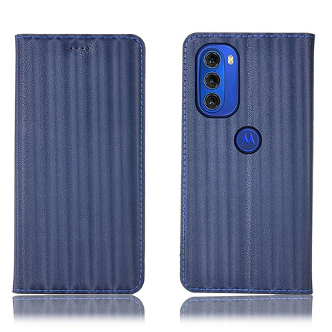 Funda de Cuero Cartera con Soporte Carcasa H15P para Motorola Moto G51 5G Azul