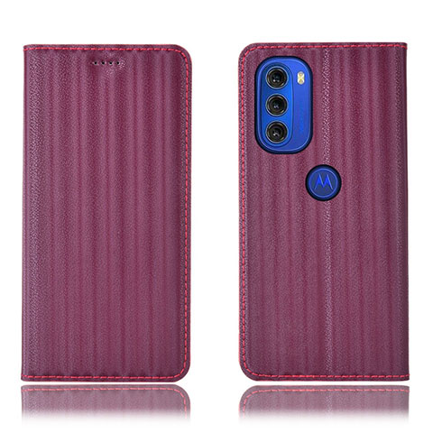 Funda de Cuero Cartera con Soporte Carcasa H15P para Motorola Moto G51 5G Morado