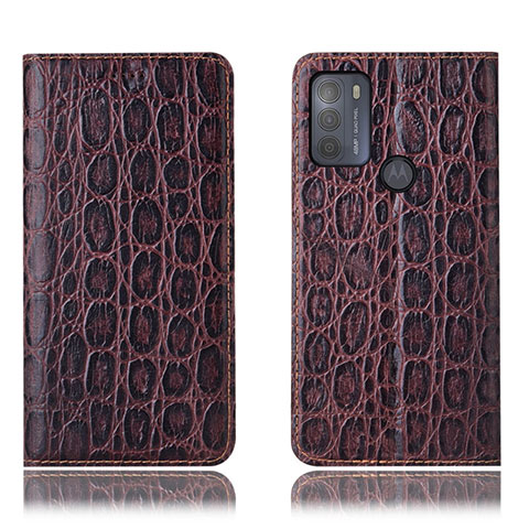 Funda de Cuero Cartera con Soporte Carcasa H16P para Motorola Moto G50 Marron