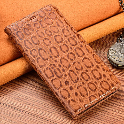 Funda de Cuero Cartera con Soporte Carcasa H16P para Oppo A53s Marron Claro