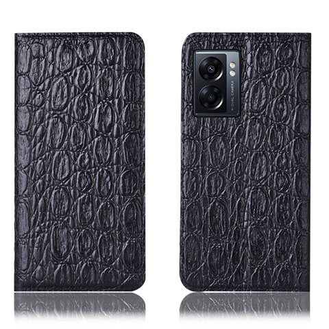 Funda de Cuero Cartera con Soporte Carcasa H16P para Oppo A57 5G Negro