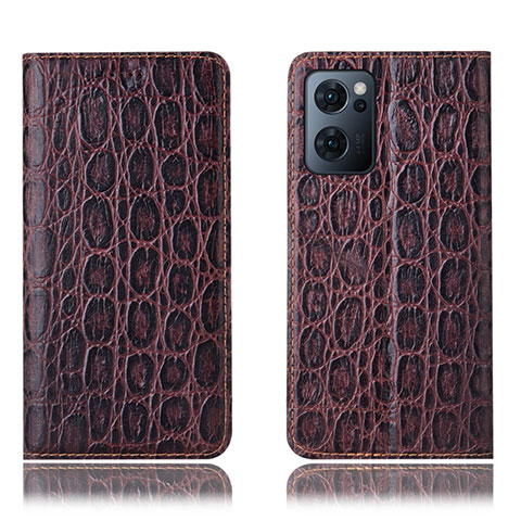 Funda de Cuero Cartera con Soporte Carcasa H16P para Oppo Find X5 Lite 5G Marron