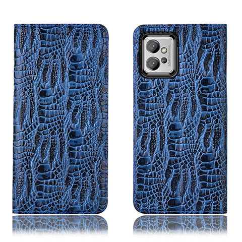 Funda de Cuero Cartera con Soporte Carcasa H17P para Motorola Moto G32 Azul