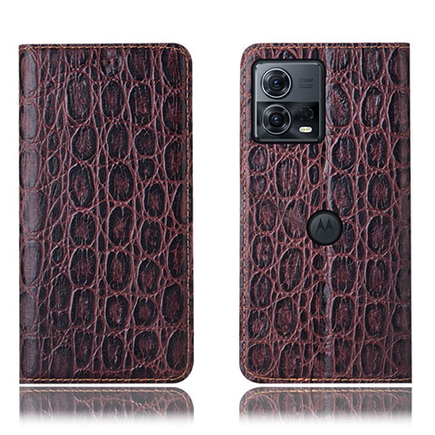 Funda de Cuero Cartera con Soporte Carcasa H18P para Motorola Moto Edge 30 Fusion 5G Marron