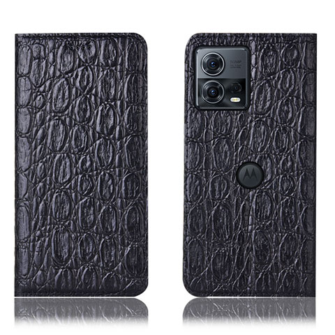 Funda de Cuero Cartera con Soporte Carcasa H18P para Motorola Moto Edge 30 Fusion 5G Negro