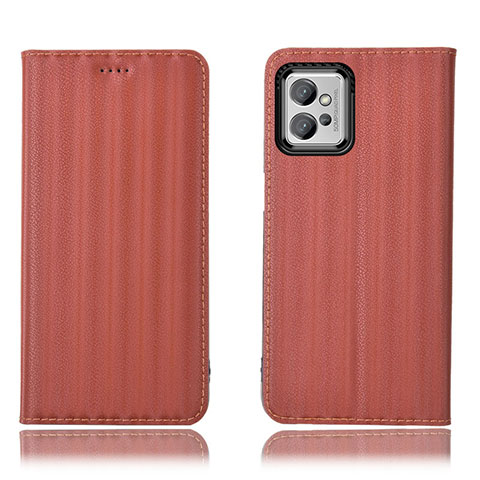 Funda de Cuero Cartera con Soporte Carcasa H18P para Motorola Moto G32 Marron