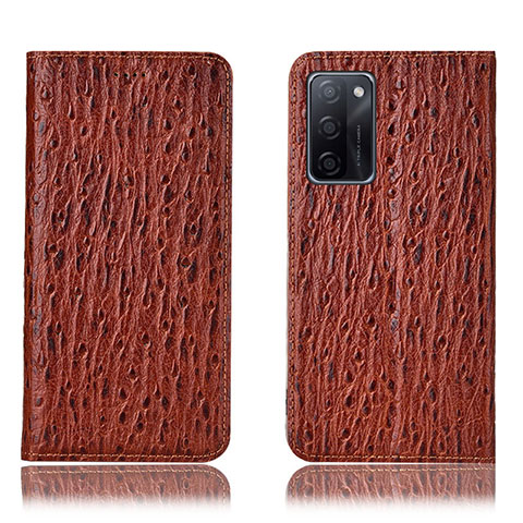 Funda de Cuero Cartera con Soporte Carcasa H18P para Oppo A55S 5G Marron