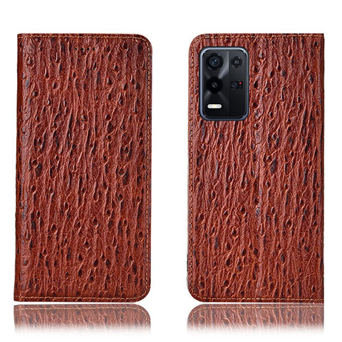 Funda de Cuero Cartera con Soporte Carcasa H18P para Oppo K9X 5G Marron