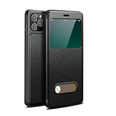 Funda de Cuero Cartera con Soporte Carcasa H19 para Apple iPhone 13 Pro Negro