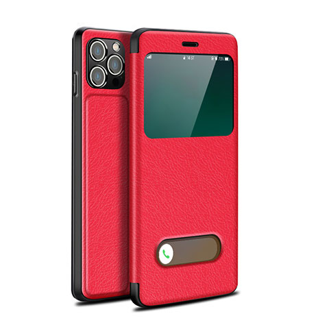 Funda de Cuero Cartera con Soporte Carcasa H19 para Apple iPhone 13 Pro Rojo