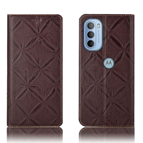 Funda de Cuero Cartera con Soporte Carcasa H19P para Motorola Moto G41 Marron