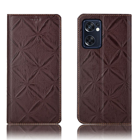 Funda de Cuero Cartera con Soporte Carcasa H19P para Oppo Reno7 SE 5G Marron