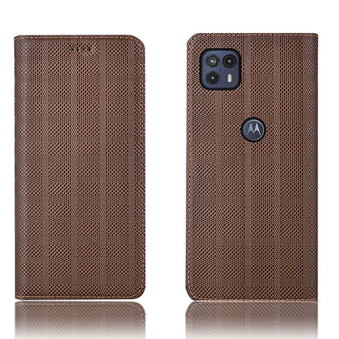 Funda de Cuero Cartera con Soporte Carcasa H20P para Motorola Moto G50 5G Marron