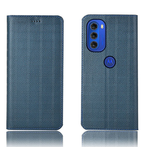 Funda de Cuero Cartera con Soporte Carcasa H20P para Motorola Moto G51 5G Azul