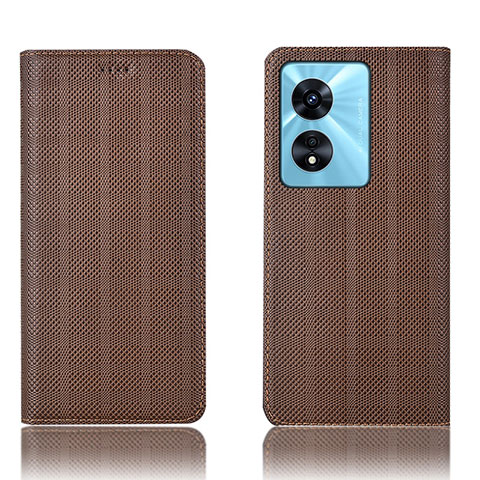 Funda de Cuero Cartera con Soporte Carcasa H20P para Oppo A97 5G Marron