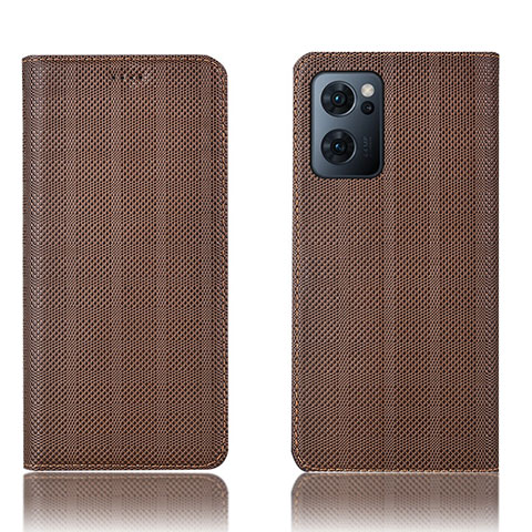 Funda de Cuero Cartera con Soporte Carcasa H20P para Oppo Find X5 Lite 5G Marron