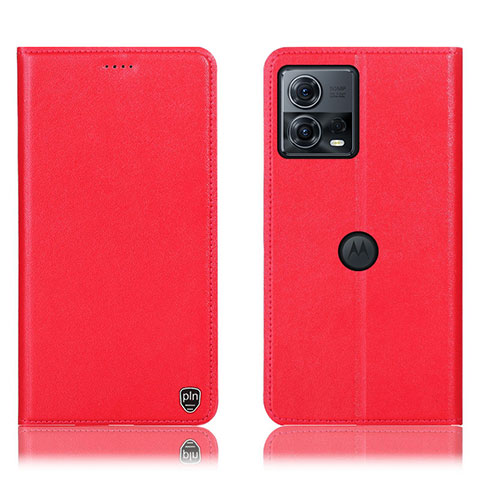 Funda de Cuero Cartera con Soporte Carcasa H21P para Motorola Moto Edge 30 Fusion 5G Rojo