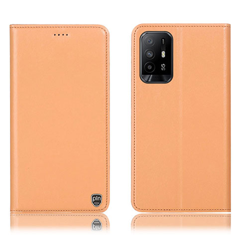 Funda de Cuero Cartera con Soporte Carcasa H21P para Oppo Reno5 Z 5G Naranja