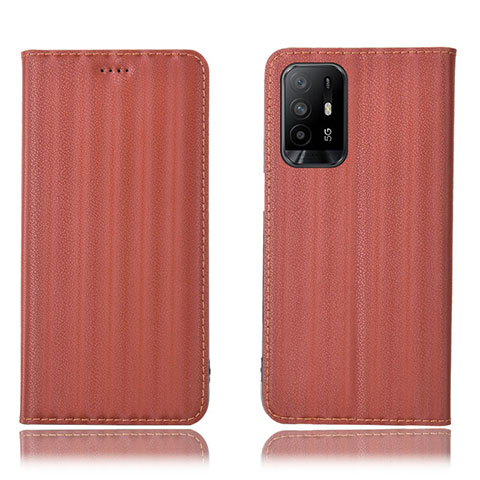 Funda de Cuero Cartera con Soporte Carcasa H23P para Oppo F19 Pro+ Plus 5G Marron