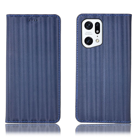 Funda de Cuero Cartera con Soporte Carcasa H23P para Oppo Find X5 Pro 5G Azul