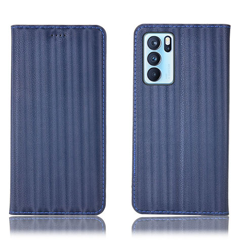 Funda de Cuero Cartera con Soporte Carcasa H23P para Oppo Reno6 Pro 5G India Azul