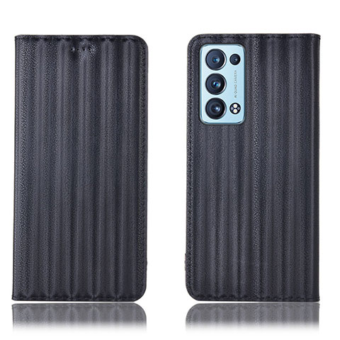 Funda de Cuero Cartera con Soporte Carcasa H23P para Oppo Reno6 Pro+ Plus 5G Negro