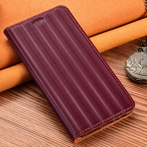 Funda de Cuero Cartera con Soporte Carcasa H23P para Oppo Reno6 Z 5G Rojo Rosa