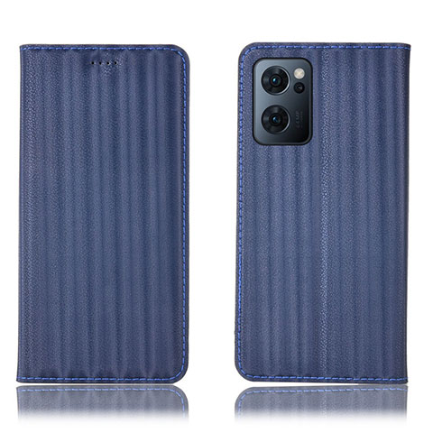 Funda de Cuero Cartera con Soporte Carcasa H23P para Oppo Reno7 5G Azul