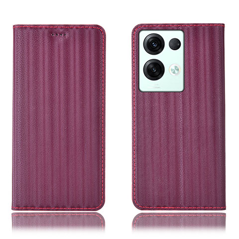 Funda de Cuero Cartera con Soporte Carcasa H23P para Oppo Reno8 Pro 5G Rojo Rosa