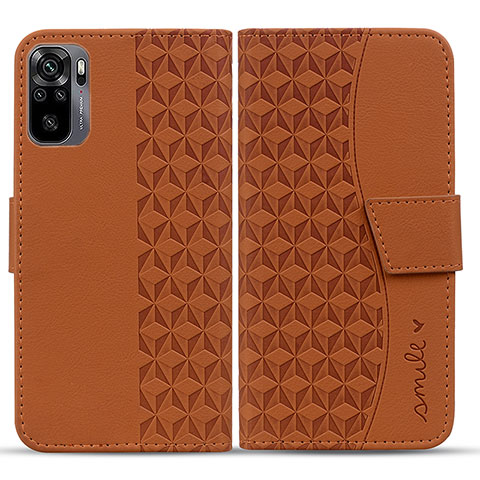 Funda de Cuero Cartera con Soporte Carcasa HF1 para Xiaomi Redmi Note 10 4G Marron