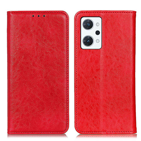 Funda de Cuero Cartera con Soporte Carcasa K01Z para Oppo Reno7 A Rojo