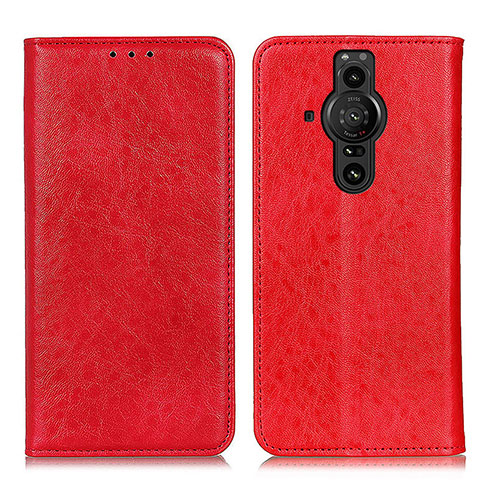 Funda de Cuero Cartera con Soporte Carcasa K01Z para Sony Xperia PRO-I Rojo