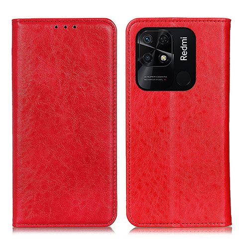 Funda de Cuero Cartera con Soporte Carcasa K01Z para Xiaomi Redmi 10 India Rojo