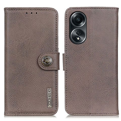 Funda de Cuero Cartera con Soporte Carcasa K02Z para Oppo A78 5G Gris