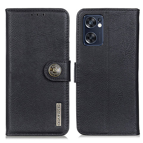 Funda de Cuero Cartera con Soporte Carcasa K02Z para Oppo Reno7 SE 5G Negro