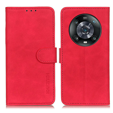 Funda de Cuero Cartera con Soporte Carcasa K03Z para Huawei Honor Magic4 Pro 5G Rojo