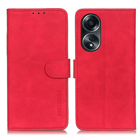 Funda de Cuero Cartera con Soporte Carcasa K03Z para Oppo A78 5G Rojo