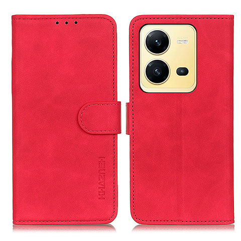 Funda de Cuero Cartera con Soporte Carcasa K03Z para Vivo X80 Lite 5G Rojo