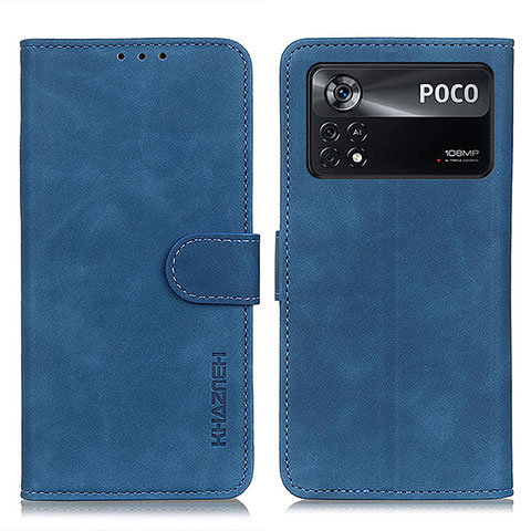 Funda de Cuero Cartera con Soporte Carcasa K03Z para Xiaomi Poco X4 Pro 5G Azul