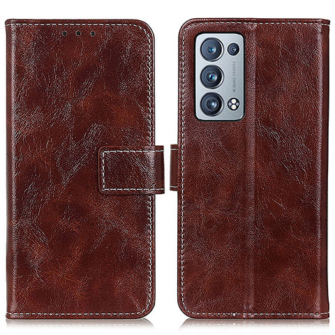 Funda de Cuero Cartera con Soporte Carcasa K04Z para Oppo Reno6 Pro+ Plus 5G Marron