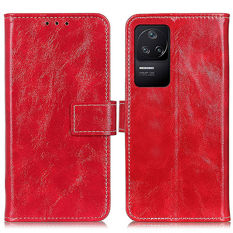 Funda de Cuero Cartera con Soporte Carcasa K04Z para Xiaomi Poco F4 5G Rojo