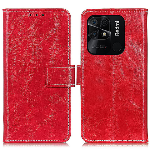 Funda de Cuero Cartera con Soporte Carcasa K04Z para Xiaomi Redmi 10 Power Rojo